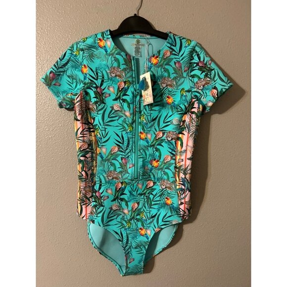 Johnny Was Taina Swimsuit Blue M Medium Fly Neoprene One Piece NWT $298 - Picture 2 of 8